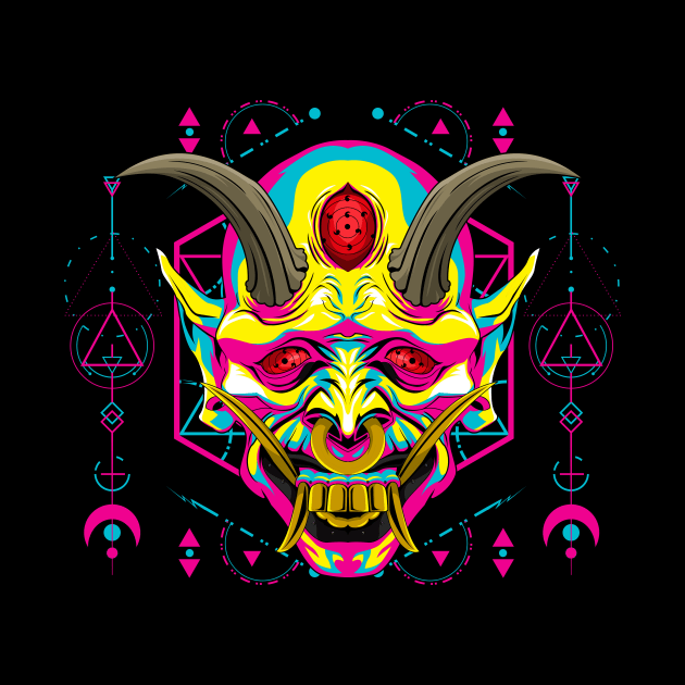 yokai oni mask popart by SHINIGAMII