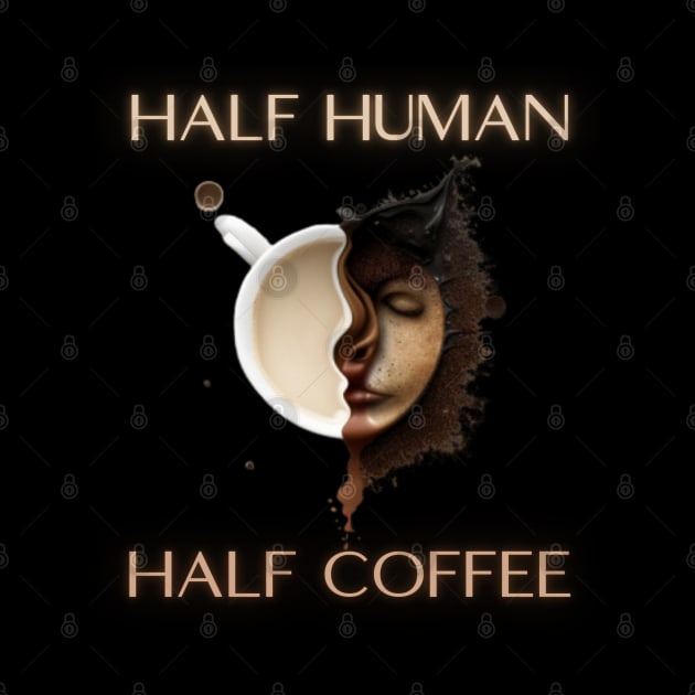 Half human half coffee, gift present ideas,  coffee addict by Pattyld
