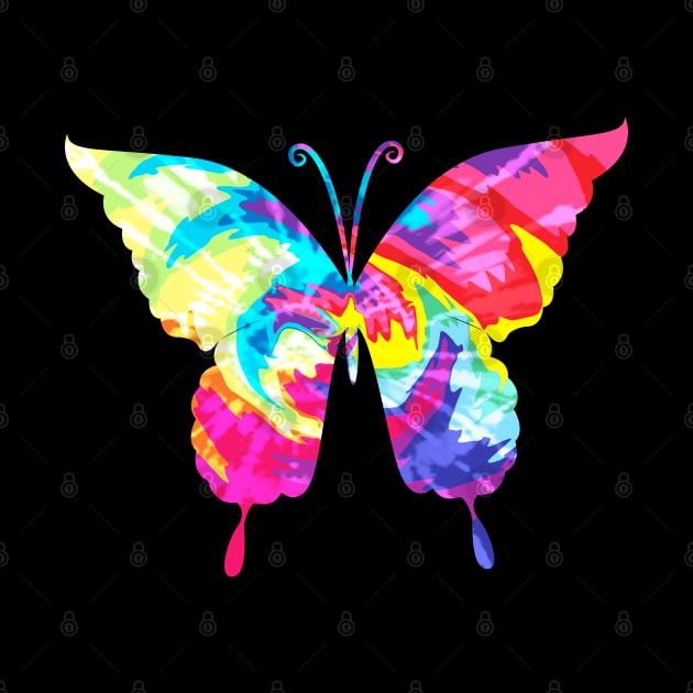Tie Dye Rainbow Butterfly Colorful Art by lunamoonart