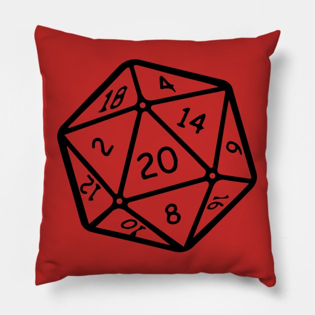 20 sided dice - line art Pillow by helengarvey