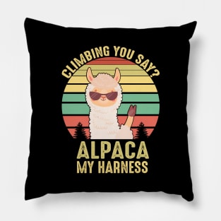 Climbing Alpaca Retro Pillow