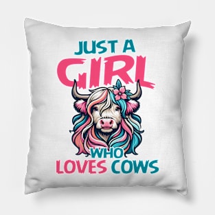 Scottish Highland Cow-Shirt Just Girl Loves Cow Kids Toddler Pillow