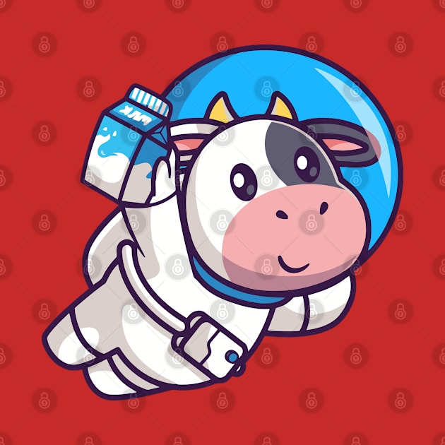 Meme cow astronaut flying with milk by kiwodesign