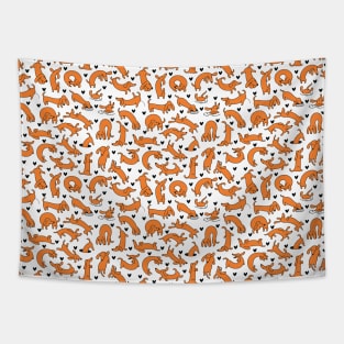 Orange Dachshund Pattern Tapestry