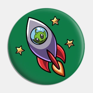 Alien Green Rocket Pin