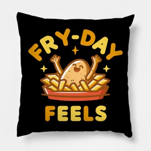 Fry Day Feels | Cute Potato enjoying Friday vibes | Funny Potato puns Pillow