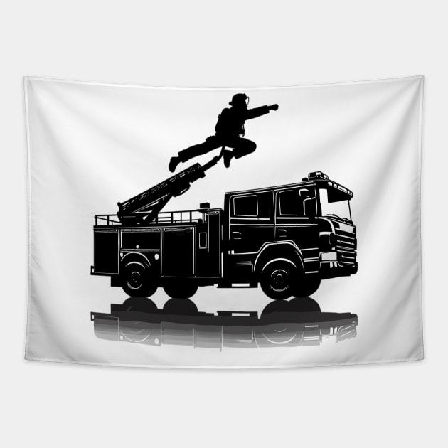 Fire Truck Tapestry by Vehicles-Art