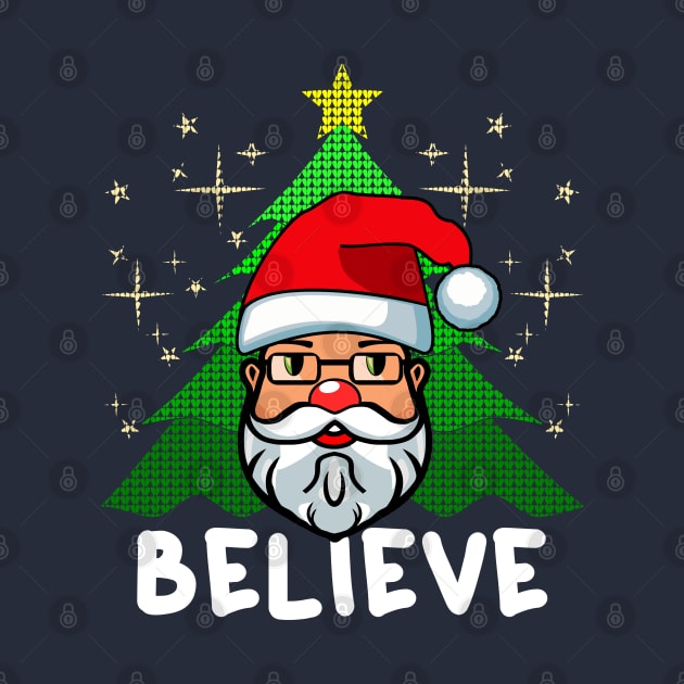 Santa Claus Cartoon Face Christmas Tree by JaussZ