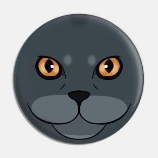 British Shorthair cat face Pin