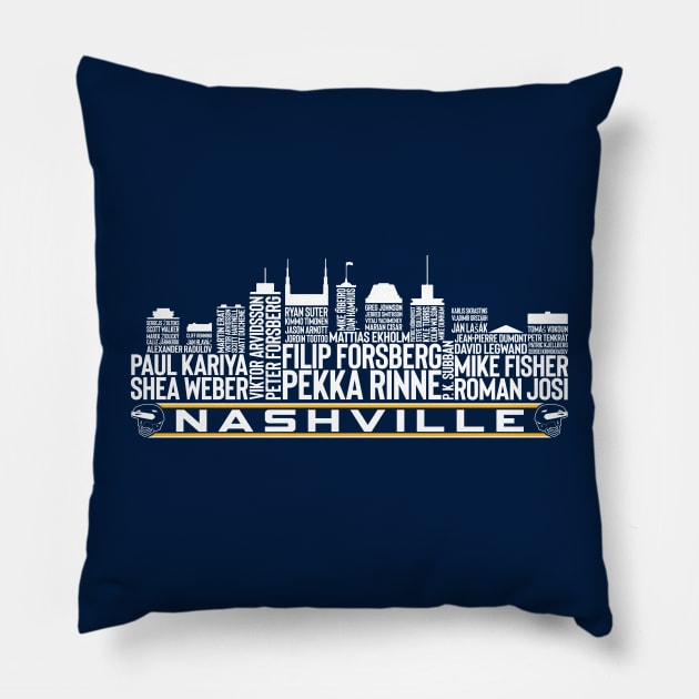 Nashville Hockey Team All Time Legends, Nashville City Skyline Pillow by Legend Skyline