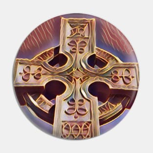 Celtic Cross Tombstone Statue - orange Pin