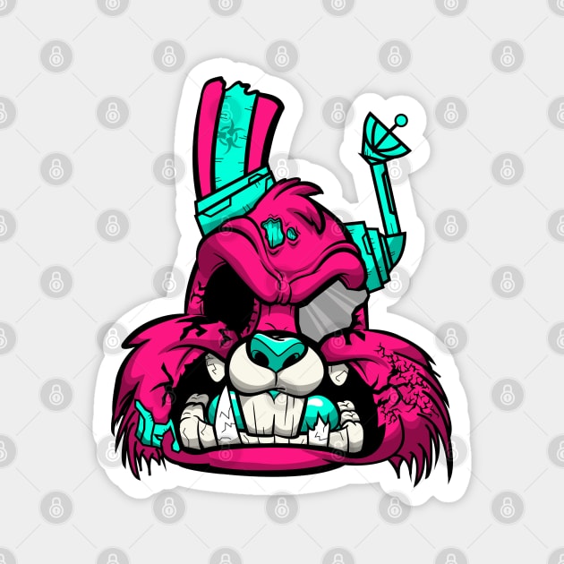 head of the pink zombie rabbit Magnet by Tyberjan