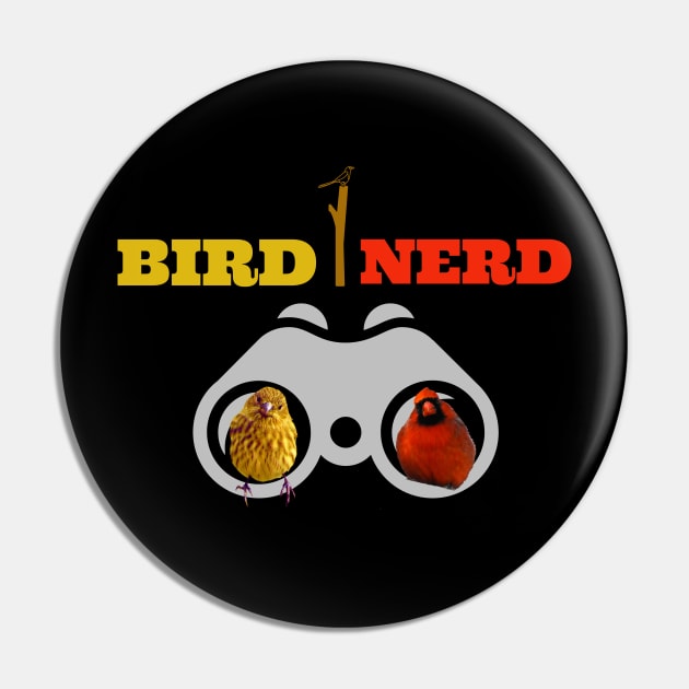 Birds In Binoculars Bird Nerd T-shirt Pin by KathyG'sArt