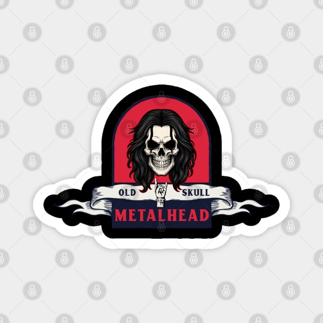 Old Skull – Metalhead Headbanger Magnet by Stylecombinator
