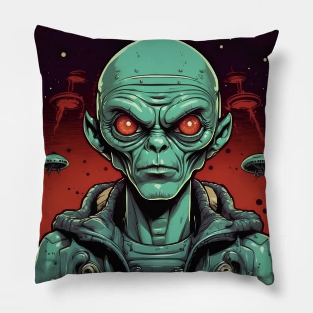 Human Alien Hybrid Pillow by VivaLaRetro