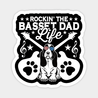 Rockin The Basset Hound Dad Life Dog Lover Guitar Musician Magnet