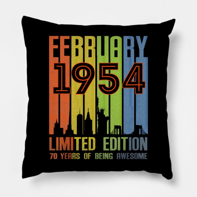 February 1954 70 Years Of Being Awesome Limited Edition Pillow by Brodrick Arlette Store