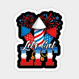 Lets Get Lit Patriotic 4th of July Party Magnet