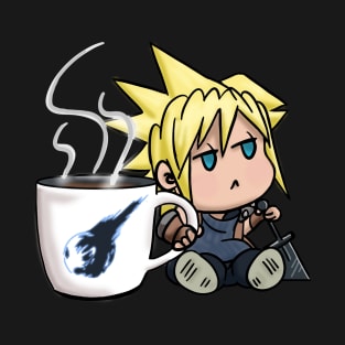 Chibi Cloud Coffee Kawaii Final Fantasy 7 Cloud Strife T-Shirt