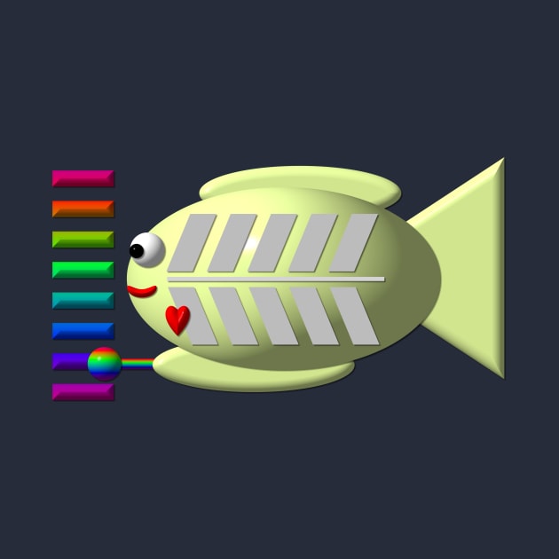 Cute X-Ray Fish with a Xylophone by Artist4God