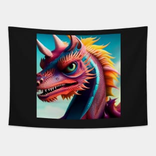 Pink and Rainbow Scaled Asian Dragon Tapestry