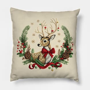 Christmas Reindeer embroidery style 06 Pillow