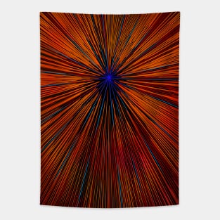 A colorful hyperdrive explosion - orange with blue highlights version Tapestry