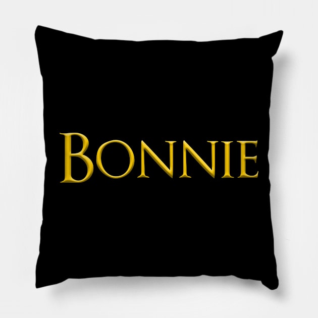 Bonnie Popular Female, Girl, Woman Name Gold On Dark Pillow by funfun