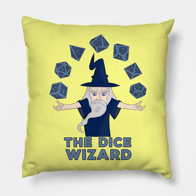 The Dice Wizard Pillow by DiegoCarvalho