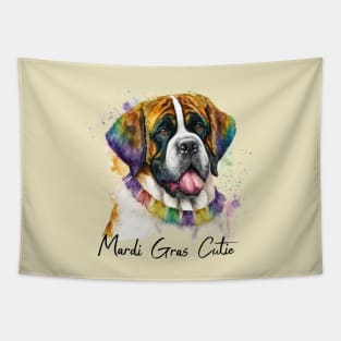 Mardi Gras Cutie Saint Bernard Tapestry