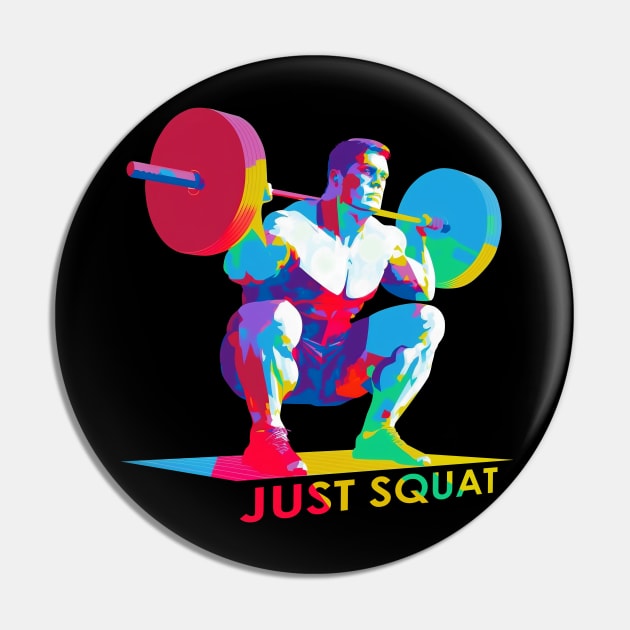 Just Squat - Squatting Bodybuilder Pin by Bondoboxy