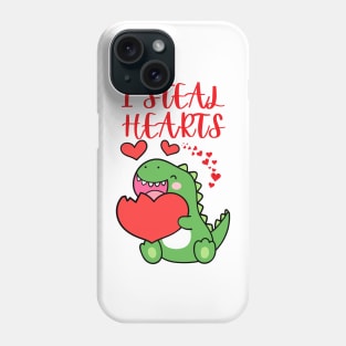 Kids I Steal Hearts Dino Baby Boy and Girl Valentines Day Toddler Phone Case