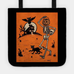 Retro Halloween Spooky Season Dancing Skeleton Trick or Treat Tote