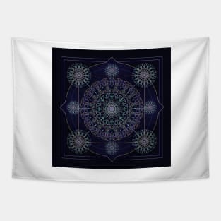 Neon Geometry in Blue Tapestry