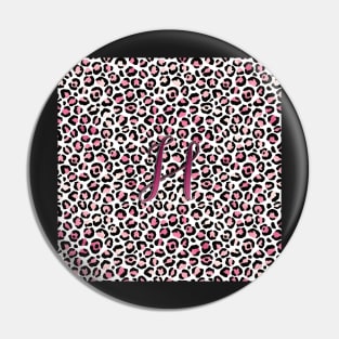 Letter H Monogram & Pink Leopard Print Pin