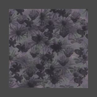 floral feel abstract pattern in purple and gray T-Shirt