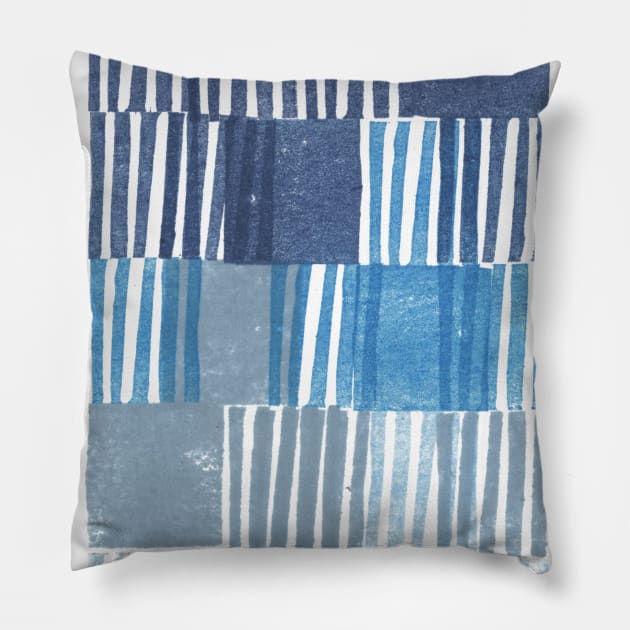 Modernist Block Gradient in Blue Pillow by ellenmueller