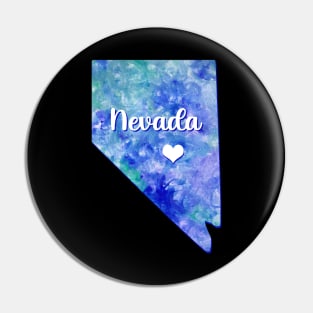 Nevada state map USA heart watercolor blue watercolour Pin