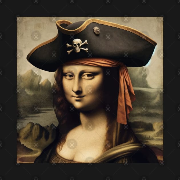 Mona Lisa wear Pirate Hat : Stylish National Hat Day by Edd Paint Something