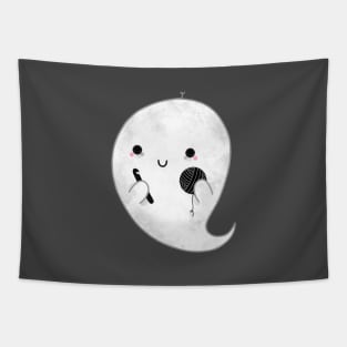 Spoopy Crocheting Ghost Tapestry