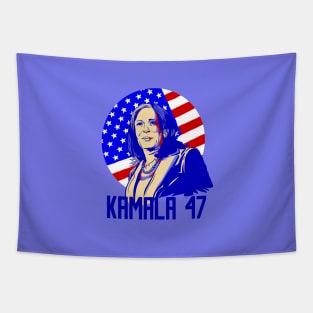 president kamala harris 47 american flag Tapestry