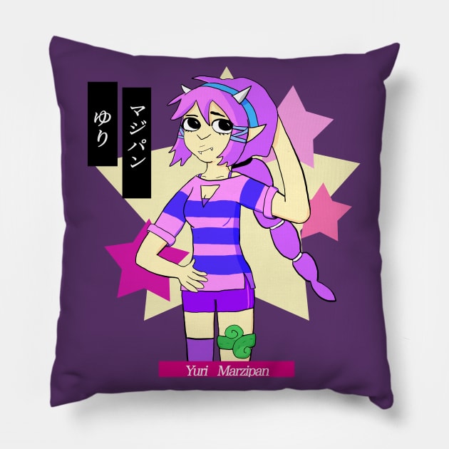 Yuri Marzipan the Oni - Cute Preppy (pastel complementary Pillow by VixenwithStripes