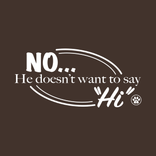 No He Doesn't Want To Say "Hi" - White Version T-Shirt