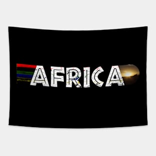 African Flag Colors Distressed Giraffe Sunset Tapestry