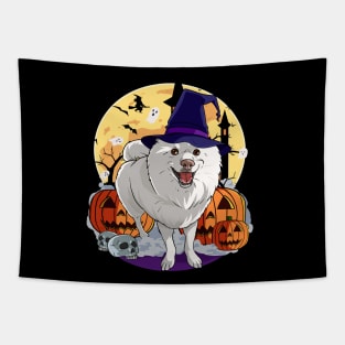 American Eskimo Dog Halloween Pumpkin Tapestry