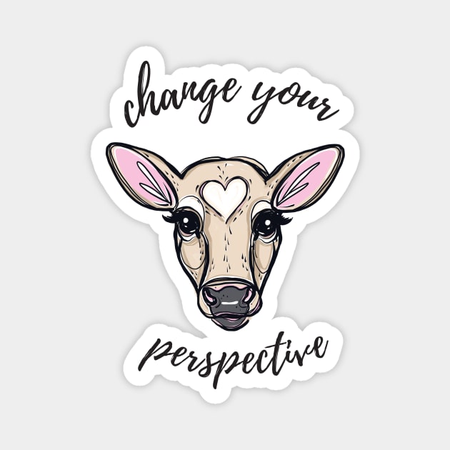 Change Your Perspective Tan Baby Cow Magnet by IllustratedActivist