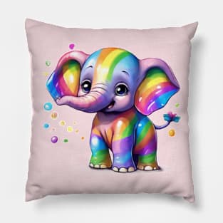 Rainbow baby elephant Pillow