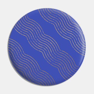 Indigo Blue Gold colored abstract lines pattern Pin