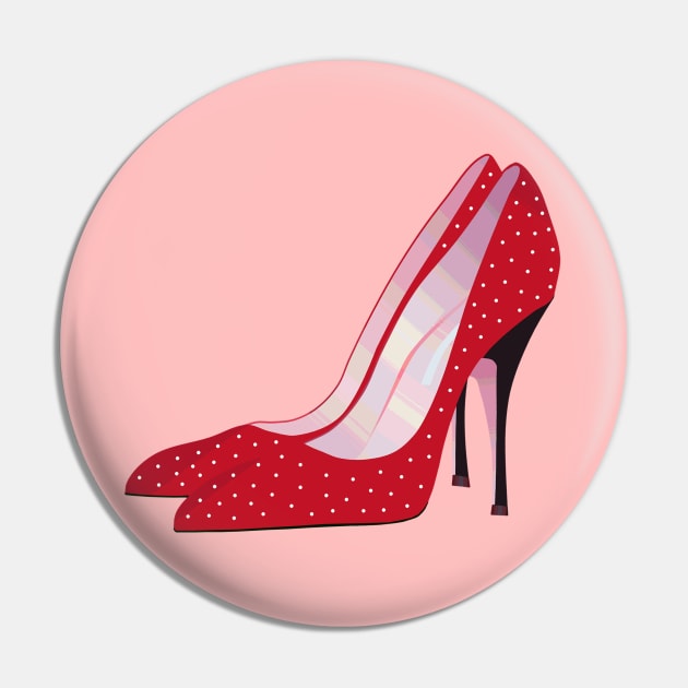 red women's shoes high heels with white polka dots