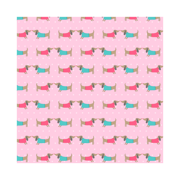 Cute dog lovers with dots in pink background by bigmoments